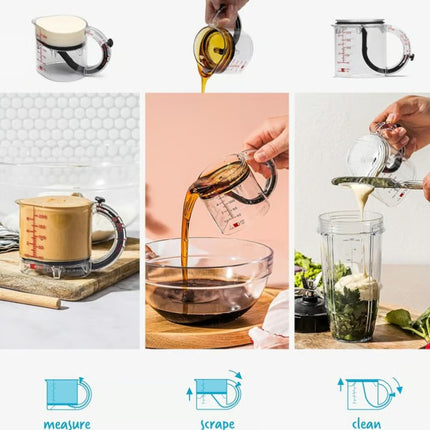 4-In-1 Adjustable Multi-Functional Measuring Cup With Scraper-Style Seal Base