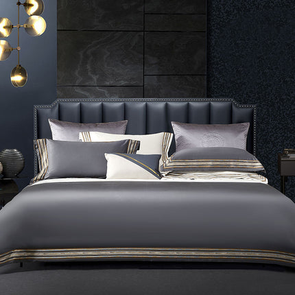 Light Luxury Solid 140 Thread Count Embroidery Solid Four-Piece Bedding Set