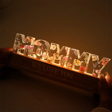 Luz de noche LED personalizada con flores para el Día de la Madre