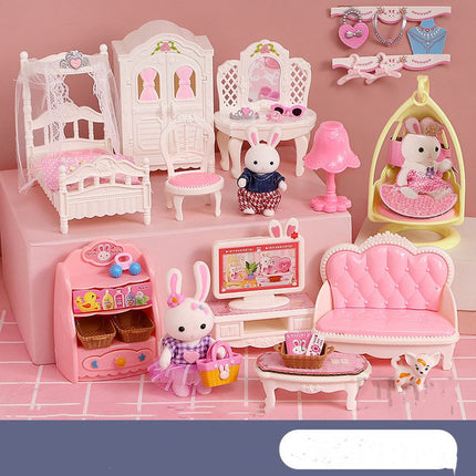 Miniature Room Dollhouse Playset – Simulation Furniture Toy for Girls