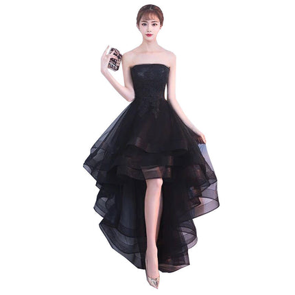 Women's Strapless Short Front And Long Back Evening Dress