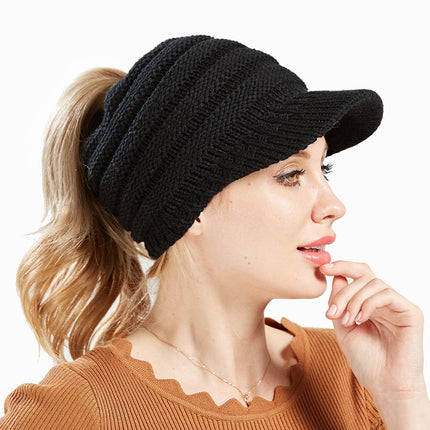 Women Ponytail Beanies Soft Warm Knitting Caps for Autumn and Winter