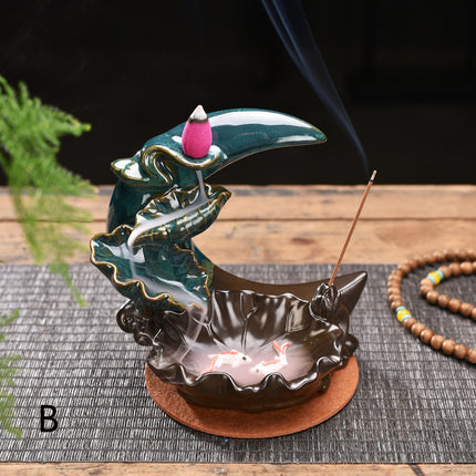 Moon Backflow Waterfall Incense Burner Holder
