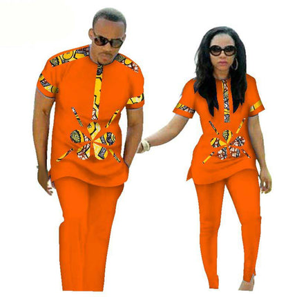 African Ethnic Couple Cotton Clothing Pants suit
