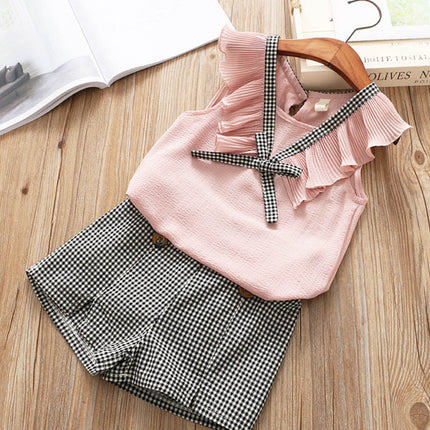Girls Stylish 2-Piece Short Sleeve & Shorts Set