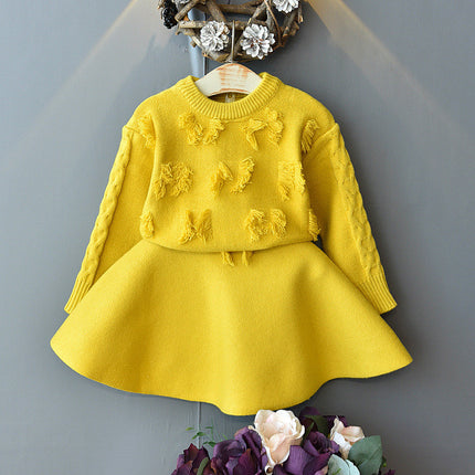 Girls Long Sleeve Skirt Suit Set