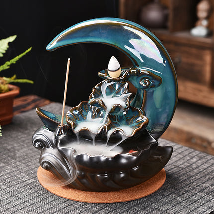 Moon Backflow Waterfall Incense Burner Holder
