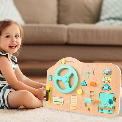 Kids Wooden Steering Wheel Car Simulator Toy