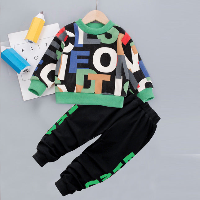 Boys' 2-Piece Cartoon Sweat Set | Long Sleeve Top & Trousers 95% Cotton (90–130cm)