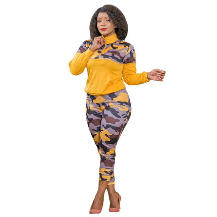 Women's Camo Print Long Sleeve 2-Piece Set