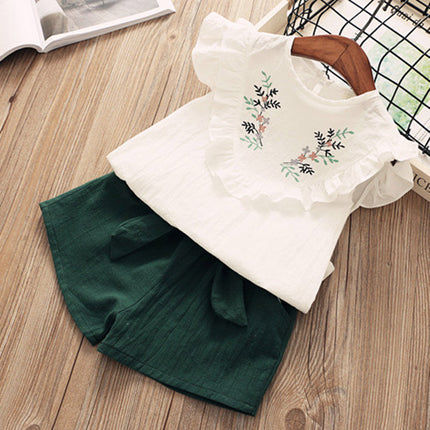 Girls Stylish 2-Piece Short Sleeve & Shorts Set