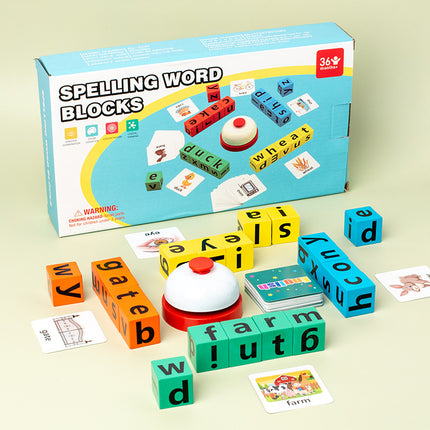 Kids 26-Letter Spelling Word Wooden Building Blocks