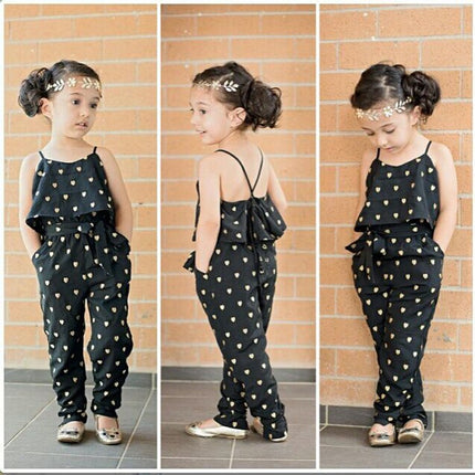 Girls Cotton Fashion Polka Dot Jumpsuit