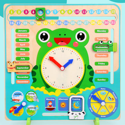 Kids Wooden Multi-Function Calendar & Clock Learning Board