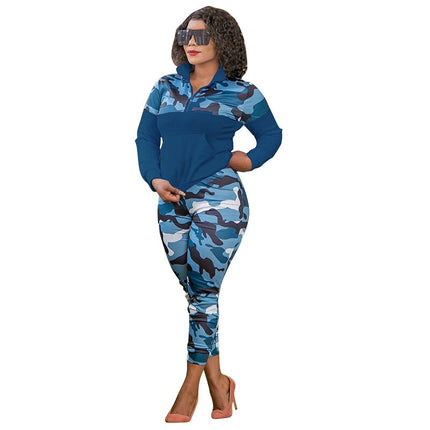 Women's Camo Print Long Sleeve 2-Piece Set