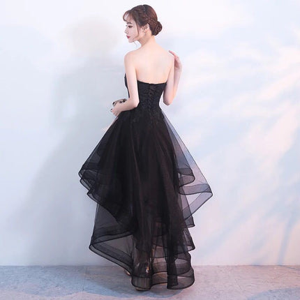 Women's Strapless Short Front And Long Back Evening Dress