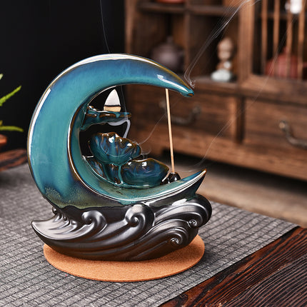 Moon Backflow Waterfall Incense Burner Holder
