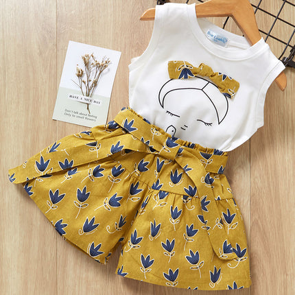 Girls Stylish 2-Piece Short Sleeve & Shorts Set