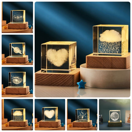 3D Transparent Crystal Cube Decorative Night Lamp