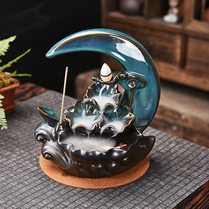 Moon Backflow Waterfall Incense Burner Holder