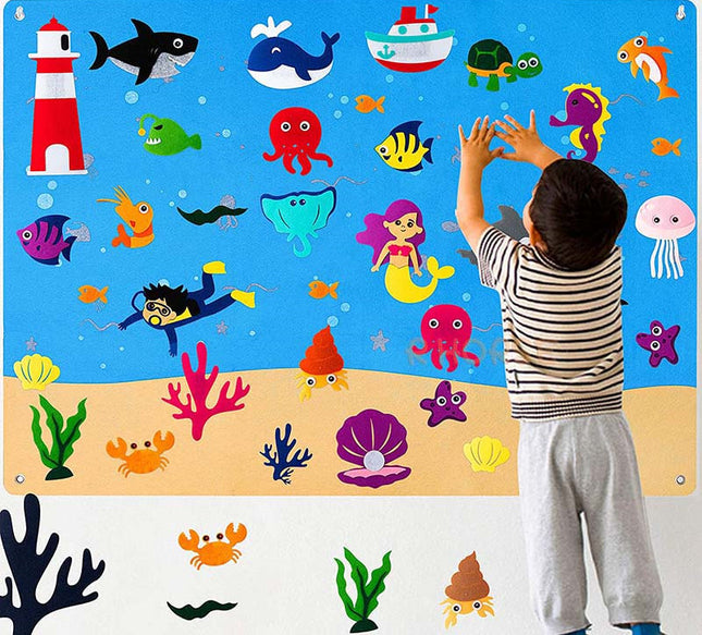 Kids Large Felt Busy Board – Creative Animal Play & Learning Set