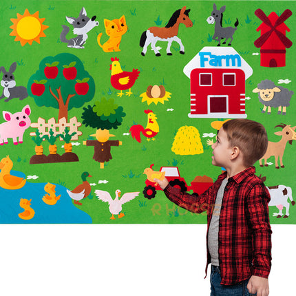 Kids Large Felt Busy Board – Creative Animal Play & Learning Set