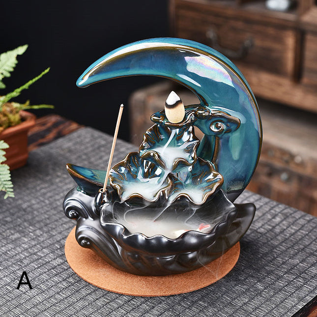 Moon Backflow Waterfall Incense Burner Holder