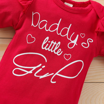 Girls 3-Piece Cotton Romper Suit | Floral & Letter Print with Ribbon (70–100cm)