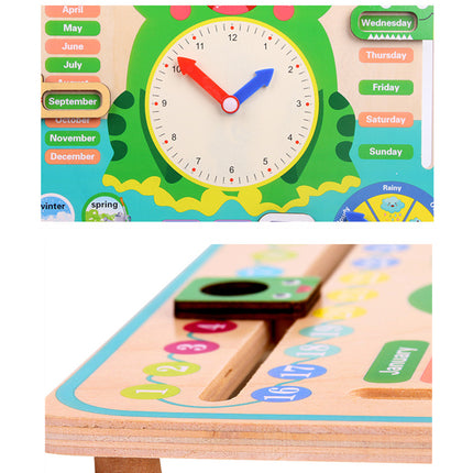Kids Wooden Multi-Function Calendar & Clock Learning Board