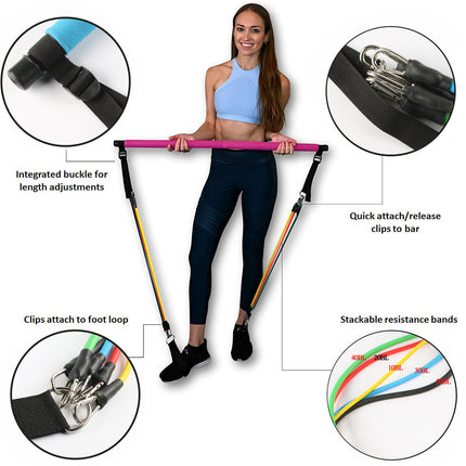 Fitness Yoga Pilates Bar Portable Gym Accessories Sport Elastic Bodybuilding Resistance Bands For Home Trainer Workout