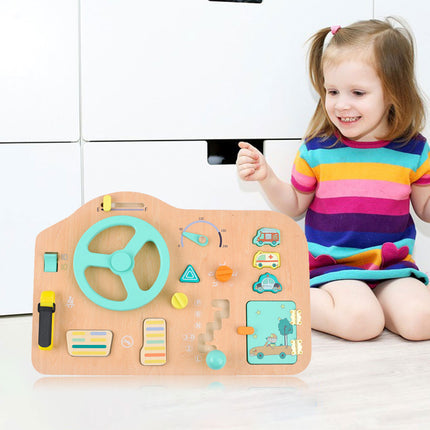 Kids Wooden Steering Wheel Car Simulator Toy
