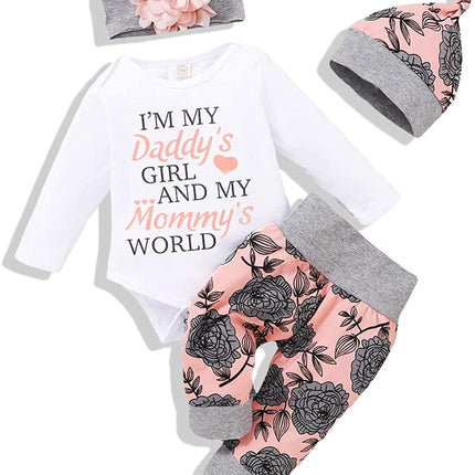 Girls' 3-Piece Floral Jumpsuit Set | Top, Trousers & Headband (70–100cm)