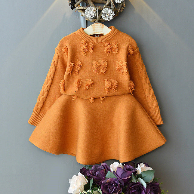 Girls Long Sleeve Skirt Suit Set