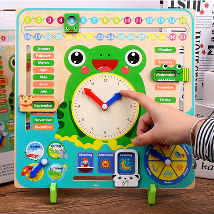 Kids Wooden Multi-Function Calendar & Clock Learning Board