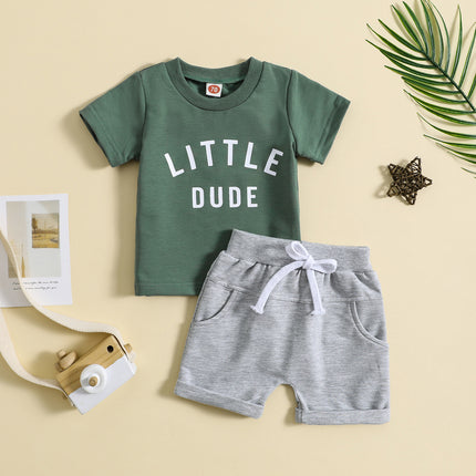 Boys' 2-Piece Summer Set | Short Sleeve Top & Shorts with Letter Print (70–110cm)
