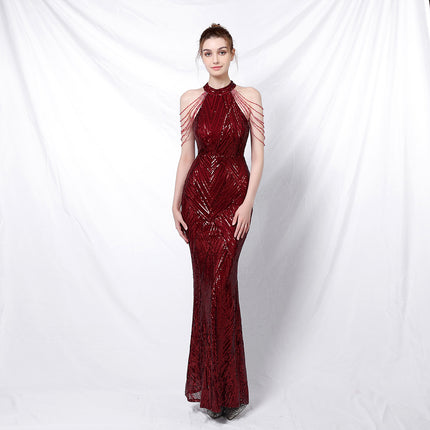 Backless Long Wear Sequin Dress