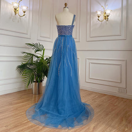 Handmade Beaded Split Shoulder Fishtail Dress