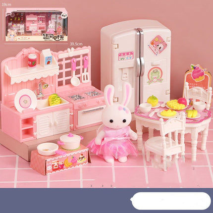 Miniature Room Dollhouse Playset – Simulation Furniture Toy for Girls