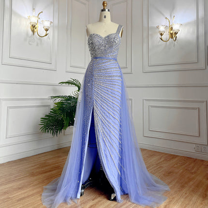 Handmade Beaded Split Shoulder Fishtail Dress