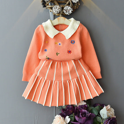 Girls Long Sleeve Skirt Suit Set