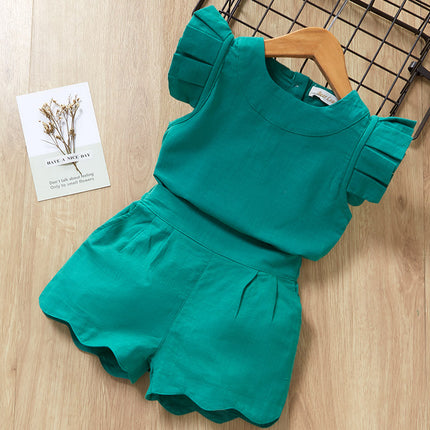 Girls Stylish 2-Piece Short Sleeve & Shorts Set