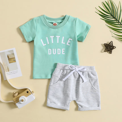 Boys' 2-Piece Summer Set | Short Sleeve Top & Shorts with Letter Print (70–110cm)