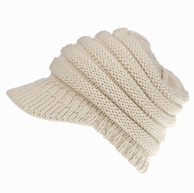 Women Ponytail Beanies Soft Warm Knitting Caps for Autumn and Winter