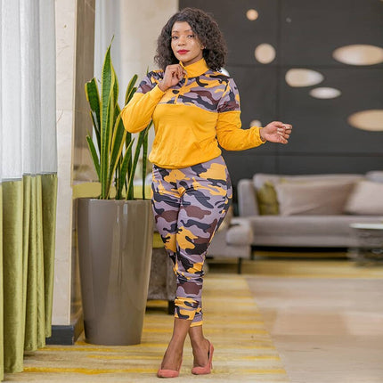 Women's Camo Print Long Sleeve 2-Piece Set