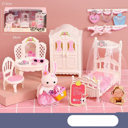 Miniature Room Dollhouse Playset – Simulation Furniture Toy for Girls
