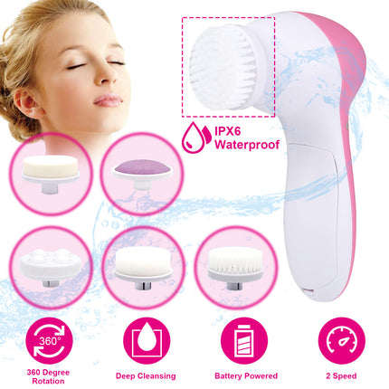 Facial Cleansing Brush With 5 Brush Heads