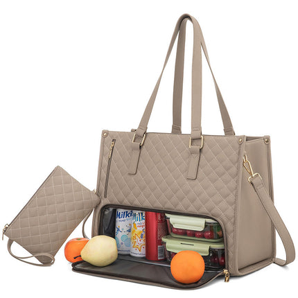 Fashionable Women's Tote  Bag With Thermal Insulation Lunch Box Leak-proof Storage Compartment