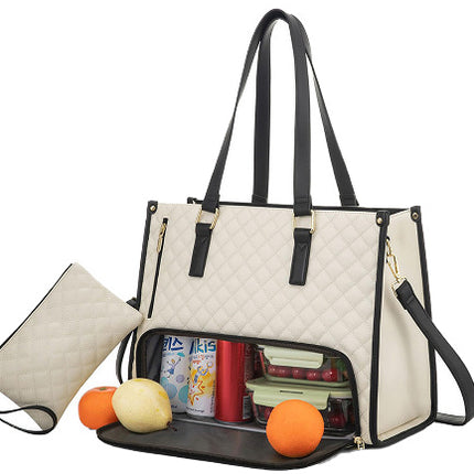 Fashionable Women's Tote  Bag With Thermal Insulation Lunch Box Leak-proof Storage Compartment