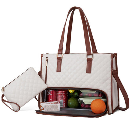 Fashionable Women's Tote  Bag With Thermal Insulation Lunch Box Leak-proof Storage Compartment