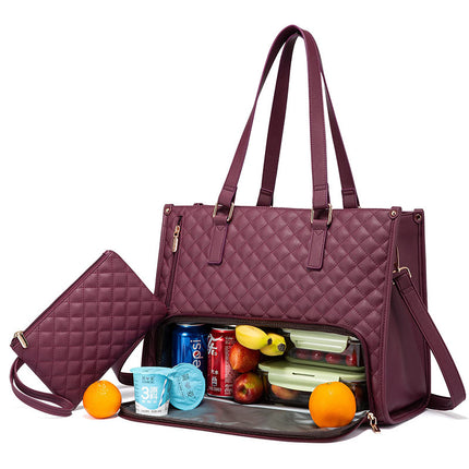 Fashionable Women's Tote  Bag With Thermal Insulation Lunch Box Leak-proof Storage Compartment
